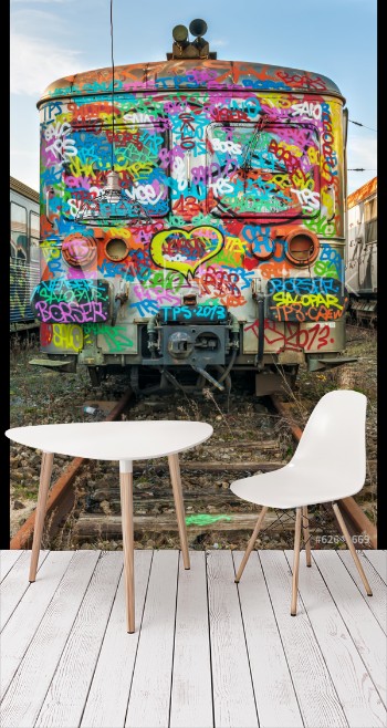 Picture of Heavy tagged abandoned train